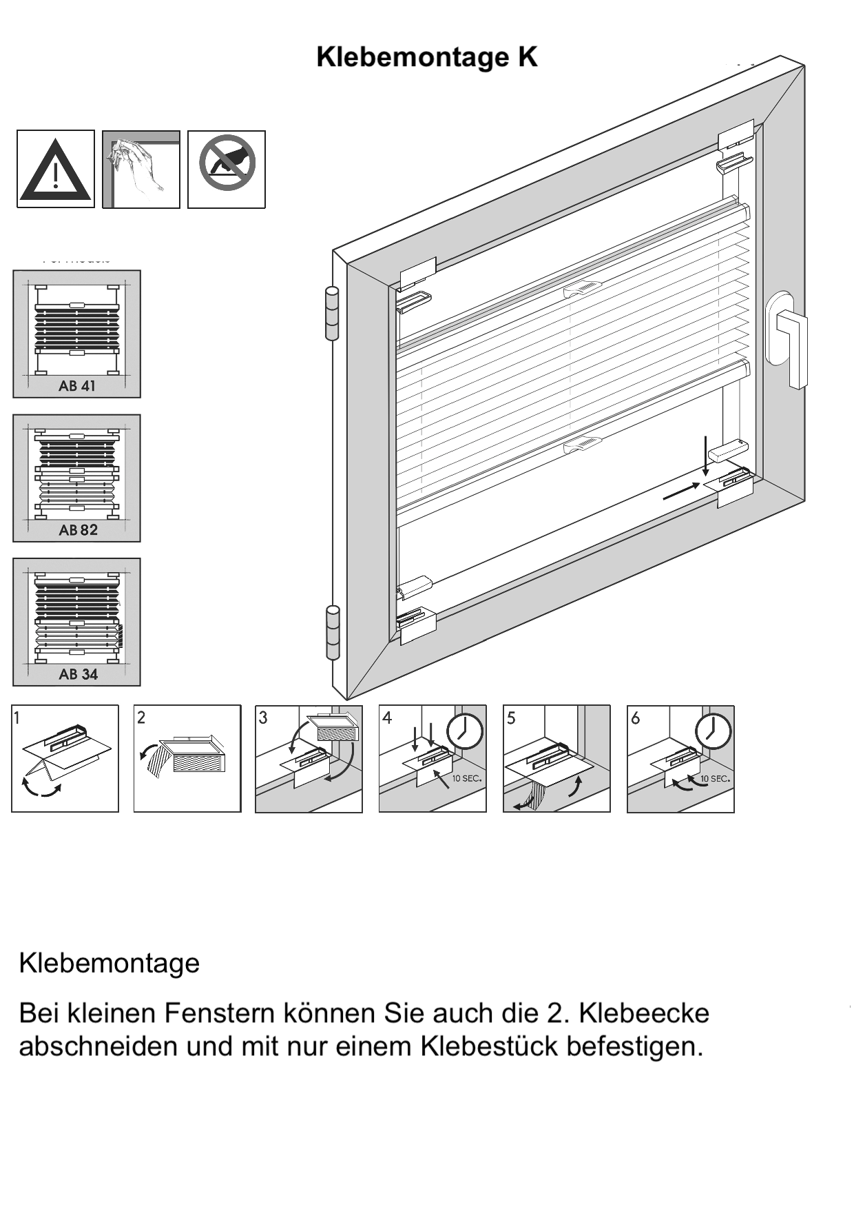 Anleitung zur Klebemontage eines Plissees