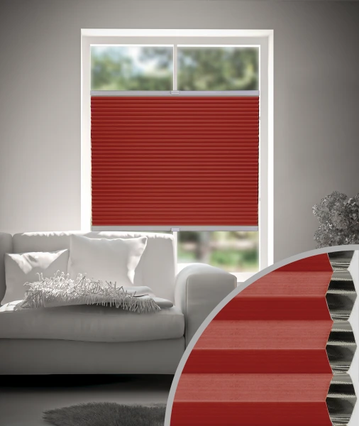 Wabenplissee Blackout Red