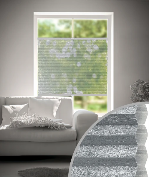 Plissee Rueda Transparent Silber