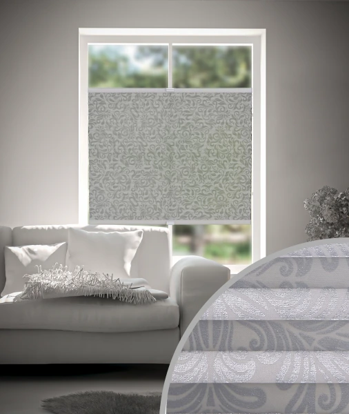 Plissee Oriental Metallic Grau